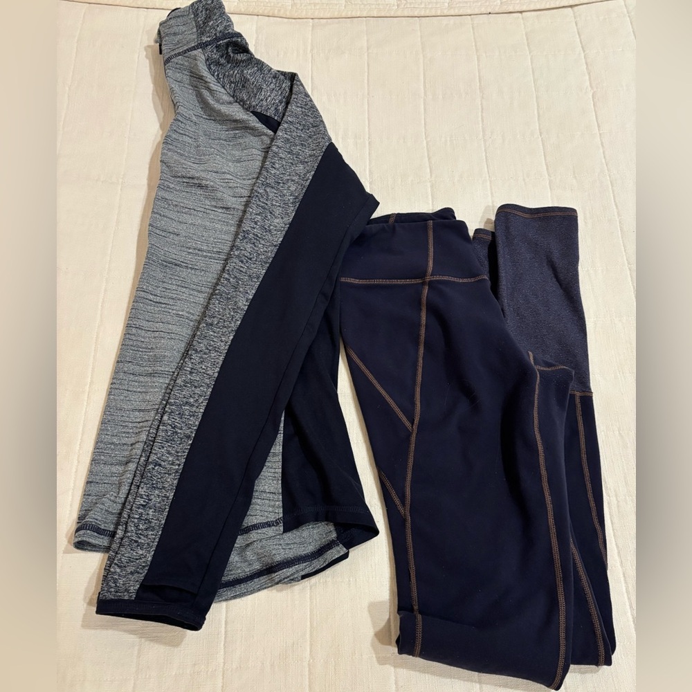 Navy Athleta Leggings & half zip top